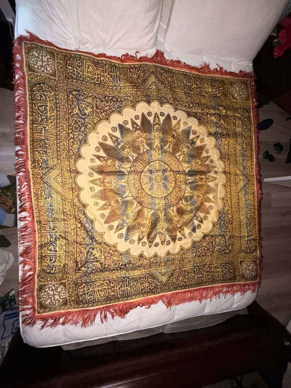 1920s Moorish Silk Wool Spanish Islamic Large Piano Shawl Throw Tapestry